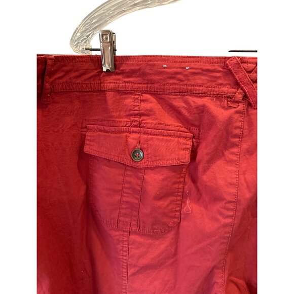 Westport Women's Red Cargo Capri Pants Size 24 Cotton Drawstring Casual Comfort - Picture 5 of 6